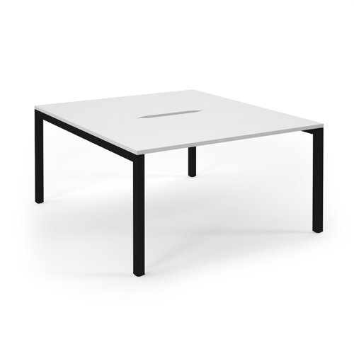 Connex Scalloped 1400 x 1600 x 725mm Back to Back Desk ( 2 x 1400mm ) - Black Frame / White Top