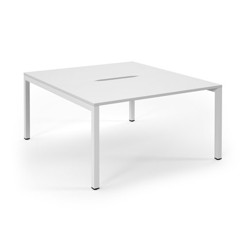 Connex Scalloped 1400 x 1600 x 725mm Back to Back Desk ( 2 x 1400mm ) - White Frame / White Top