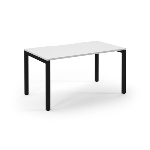Connex Scalloped 1400 x 800 x 725mm Single Desk - Black Frame / White Top