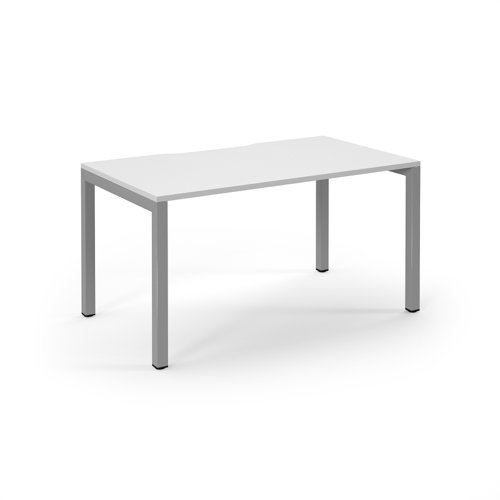Connex Scalloped 1400 x 800 x 725mm Single Desk - Silver Frame / White Top Dams International
