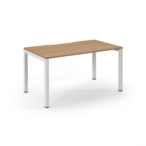 Connex Scalloped 1400 x 800 x 725mm Single Desk - White Frame / Beech Top