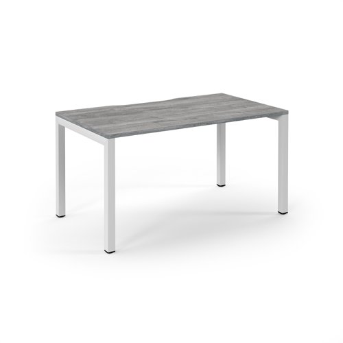 Connex Scalloped 1400 x 800 x 725mm Single Desk - White Frame / Grey Oak Top