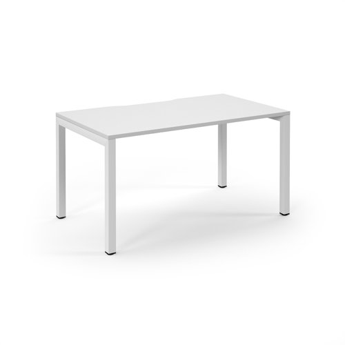 Connex Scalloped 1400 x 800 x 725mm Single Desk - White Frame / White Top