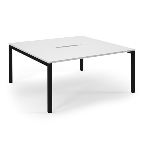 Connex Scalloped 1600 x 1600 x 725mm Back to Back Desk ( 2 x 1600mm ) - Black Frame / White Top