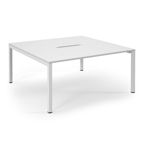 Connex Scalloped 1600 x 1600 x 725mm Back to Back Desk ( 2 x 1600mm ) - White Frame / White Top