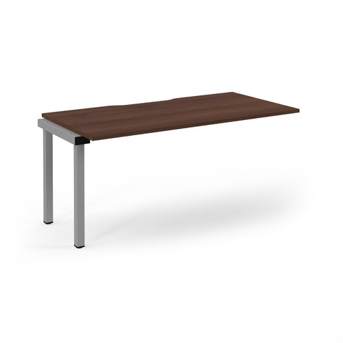 Connex Scalloped 1600 x 800 x 725mm Single Add On Bay - Silver Frame / Walnut Top