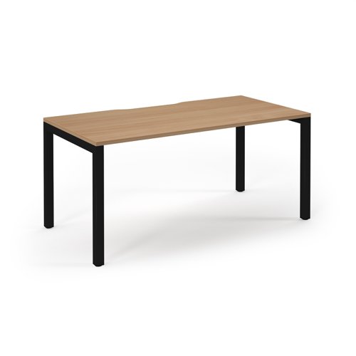 Connex Scalloped 1600 x 800 x 725mm Single Desk - Black Frame / Beech Top