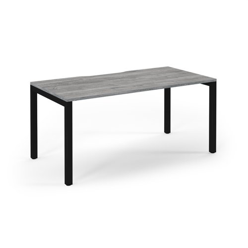 Connex Scalloped 1600 x 800 x 725mm Single Desk - Black Frame / Grey Oak Top