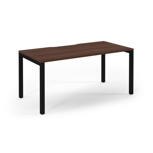 Connex Scalloped 1600 x 800 x 725mm Single Desk - Black Frame / Walnut Top