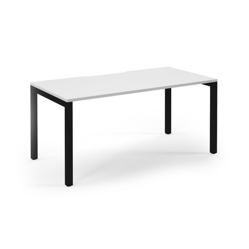 Connex Scalloped 1600 x 800 x 725mm Single Desk - Black Frame / White Top