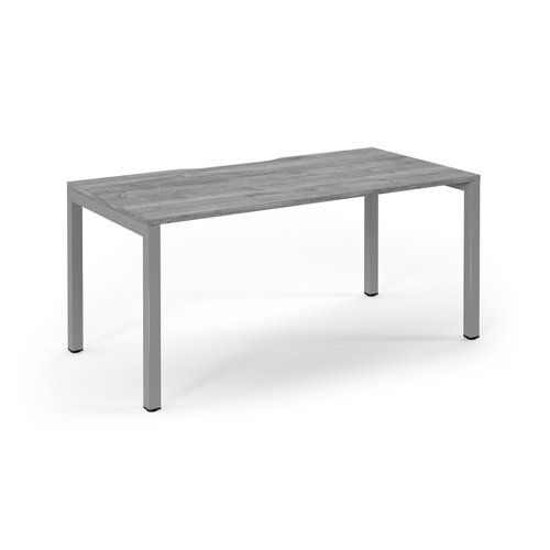 Connex Scalloped 1600 x 800 x 725mm Single Desk - Silver Frame / Grey Oak Top