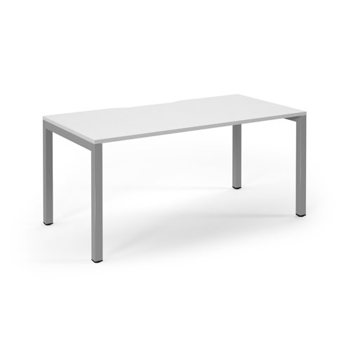 Connex Scalloped 1600 x 800 x 725mm Single Desk - Silver Frame / White Top