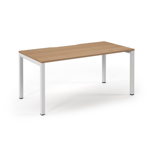 Connex Scalloped 1600 x 800 x 725mm Single Desk - White Frame / Beech Top