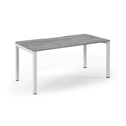 Connex Scalloped 1600 x 800 x 725mm Single Desk - White Frame / Grey Oak Top