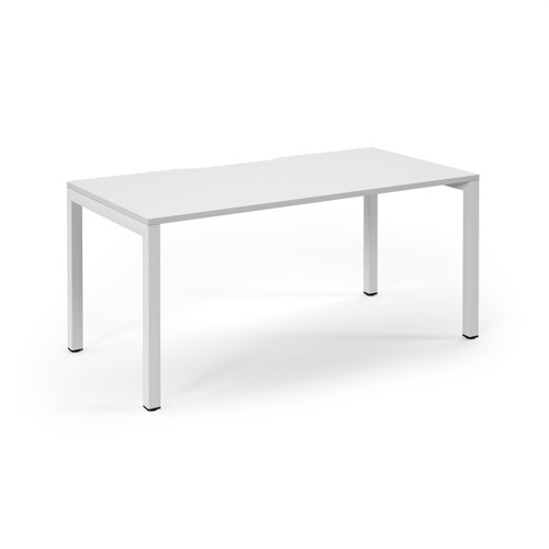 Connex Scalloped 1600 x 800 x 725mm Single Desk - White Frame / White Top