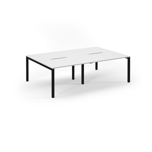 Connex Scalloped 2400 x 1600 x 725mm Back to Back Desk ( 4 x 1200mm ) - Black Frame / White Top