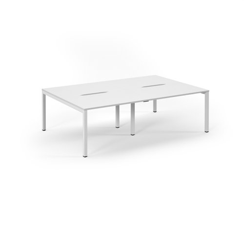 Connex Scalloped 2400 x 1600 x 725mm Back to Back Desk ( 4 x 1200mm ) - White Frame / White Top