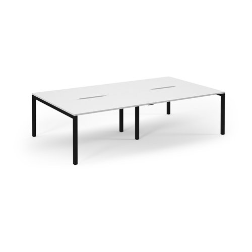 Connex Scalloped 2800 x 1600 x 725mm Back to Back Desk ( 4 x 1400mm ) - Black Frame / White Top