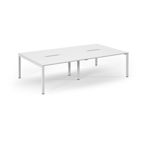 Connex Scalloped 2800 x 1600 x 725mm Back to Back Desk ( 4 x 1400mm ) - White Frame / White Top