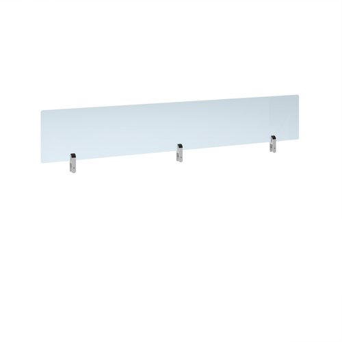 Desktop clear acrylic screen topper with white brackets 1800mm wide