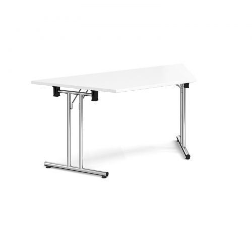 Trapezoidal Folding Leg Table With Chrome Legs And Straight Foot Rails