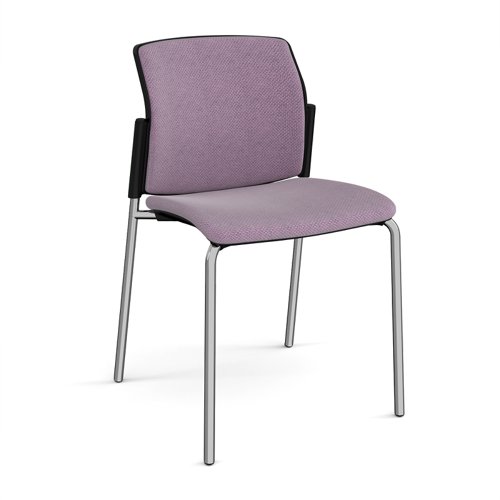 Santana 4 leg stacking chair with fabric seat and back, chrome frame and no arms - made to order
