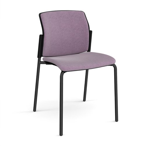 Santana 4 leg stacking chair with fabric seat and back, black frame and no arms - made to order