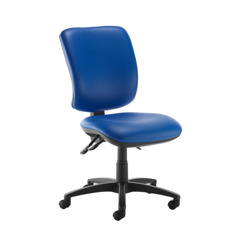 Senza high back operator chair with no arms - Ocean Blue vinyl