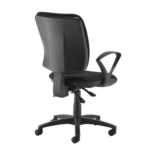 Senza High fabric back operator chair with fixed arms - black