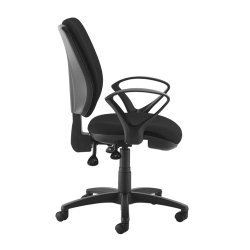 Senza High fabric back operator chair with fixed arms - black