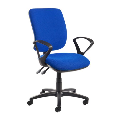 Senza High fabric back operator chair with fixed arms - blue SH43-000-BLU Buy online at Office 5Star or contact us Tel 01594 810081 for assistance