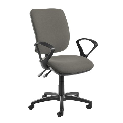 Senza high back operator chair with fixed arms - Slip Grey