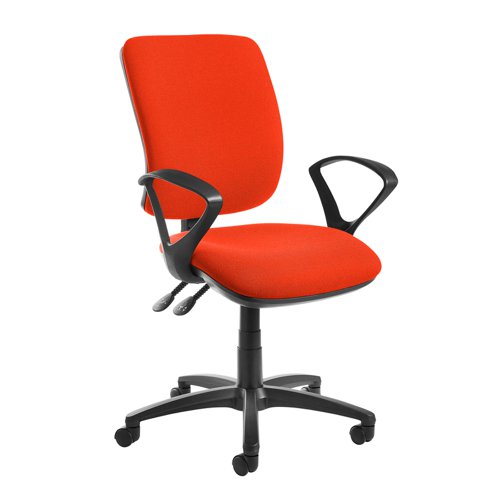 Senza high back operator chair with fixed arms - Tortuga Orange