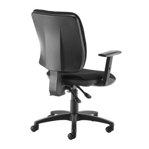 Senza High fabric back operator chair with adjustable arms - black