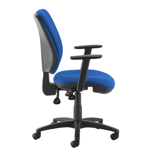 SH44-000-BLU Senza High fabric back operator chair with adjustable arms - blue