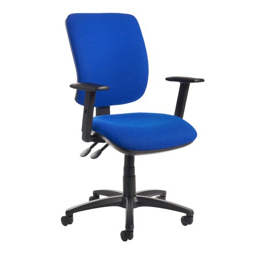 Senza High fabric back operator chair with adjustable arms - blue