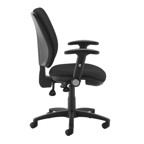Senza High fabric back operator chair with folding arms - black