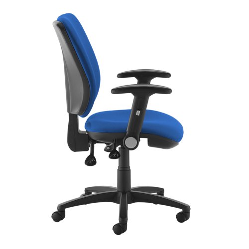 Senza High fabric back operator chair with folding arms - blue