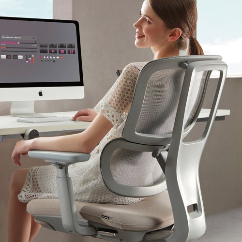 Shelby grey mesh back operator chair with grey fabric seat