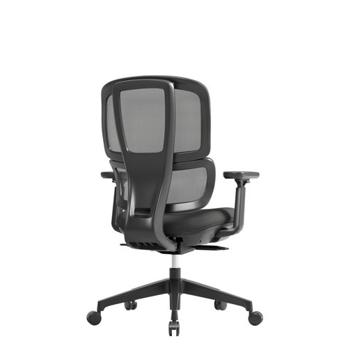 Shelby black mesh back operator chair with black fabric seat