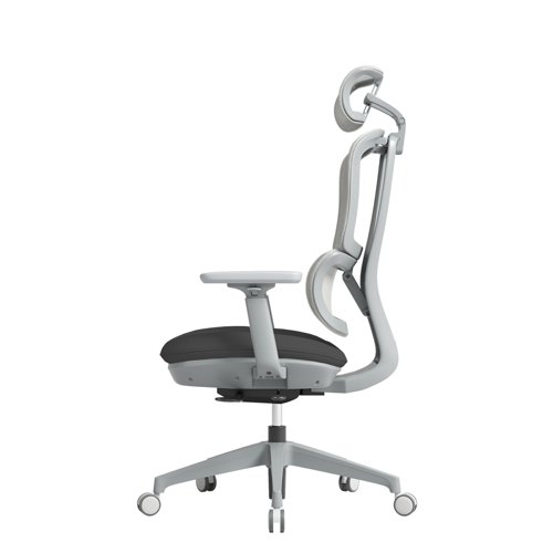 Shelby grey mesh back operator chair with headrest and grey fabric seat | SHL301K2-G | Dams International