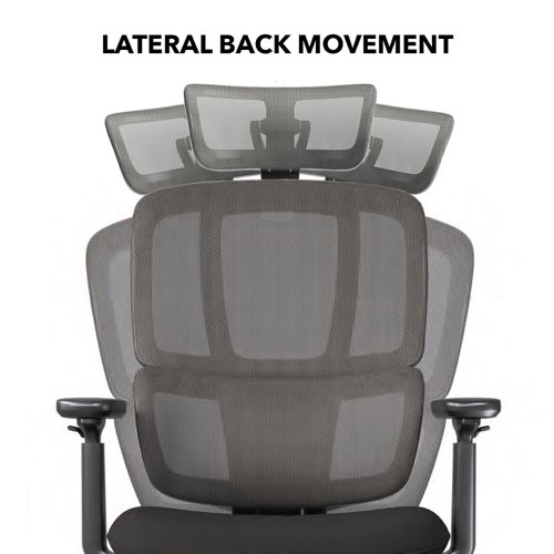 Shelby black mesh back operator chair with headrest and black fabric seat | SHL301K2-K | Dams International