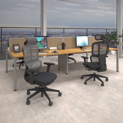 Shelby black mesh back operator chair with headrest and black fabric seat Office Chairs SHL301K2-K