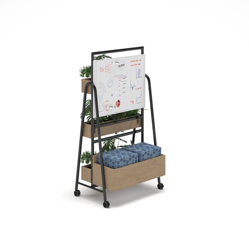 Show seating storage add-on to hold 2 cube seats for mobile A-frame caddy system - kendal oak | SHW-SBS-KO | Dams International
