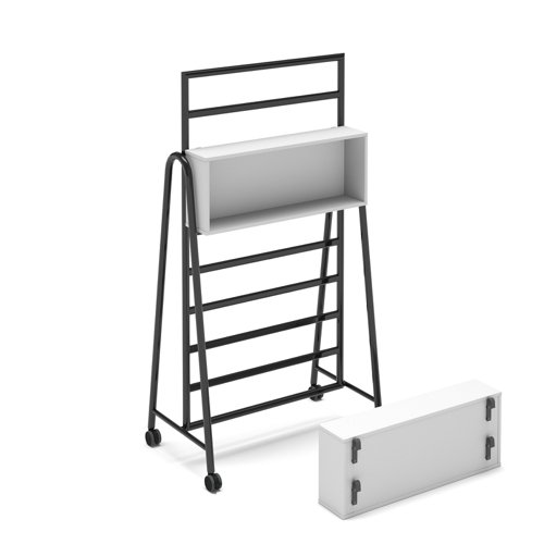 Show wooden box storage add-on 200mm deep for mobile A-frame caddy system - white | SHW-BS2-WH | Dams International