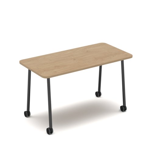 Show mobile meeting table 1400 x 700mm - kendal oak top