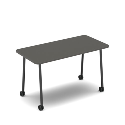 Show mobile meeting table 1400 x 700mm - onyx grey top
