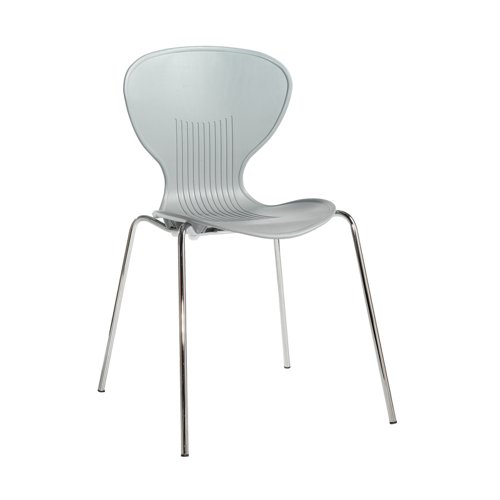 SIE50001-G | Sienna is a moulded plastic dining chair and stool collection which is a fantastic contemporary choice and would make a stylish addition to any dining facility or café. The curved retro design is available in a selection of colours with a chrome frame, and is practical and durable choice due to the easy clean curvaceous surface.