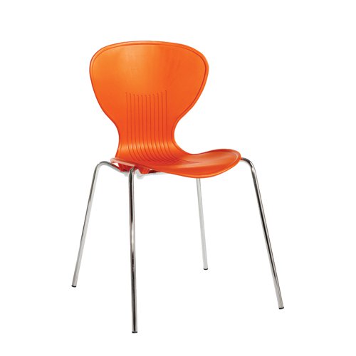 Sienna One Piece Shell Chair With Chrome Legs Pack Of 4 Orange