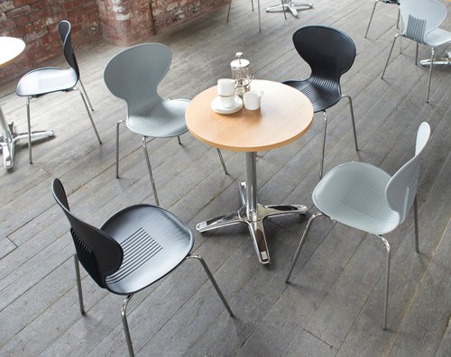 Sienna is a moulded plastic dining chair and stool collection which is a fantastic contemporary choice and would make a stylish addition to any dining facility or café. The curved retro design is available in a selection of colours with a chrome frame, and is practical and durable choice due to the easy clean curvaceous surface.